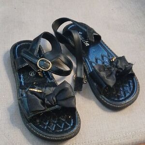 Elegant Black Kids Sandals with Bow by Younika